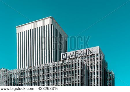 Madrid, Spain - 30 August 2020: Modern Office Buildings In Azca Financial District. Torre Picasso An