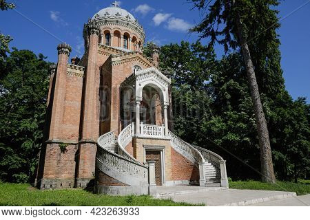 Buftea, Romania - June 6, 2021: Holy Trinity Chapel At The Stirbey Palace (domeniul Stirbey).