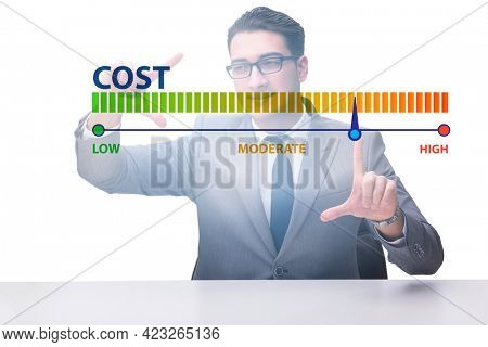 Businessman in cost management concept