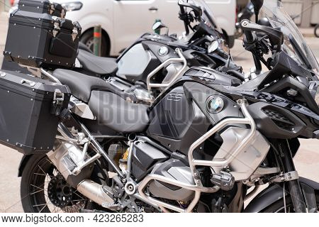 Bordeaux , Aquitaine France - 06 06 2021 : Bmw 1200 Gs Adventure Two Motorcycle Bike Triple Black Co
