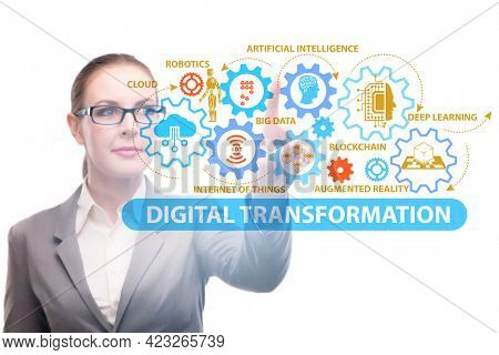 Businessman in digital transformation concept