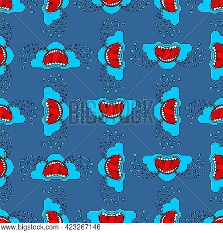Crying Cloud Pattern Seamless. Cloud Is Crying Like Rain Background. Vector Texture