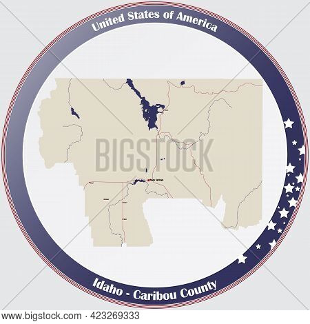 Large And Detailed Map Of Caribou County In Idaho, Usa.