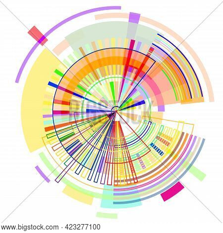Circle With Colored Geometric Shapes On White Background