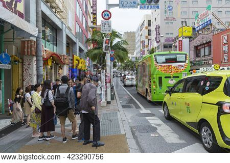 Okinawa, Japan - June 8,2019 : Unidentified People Shopping At First Makishi Public Market In Naha, 