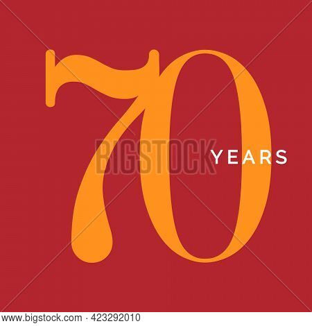 Seventy Years Symbol. Seventieth Birthday Emblem. Anniversary Sign, Number 70 Logo Concept, Vintage 