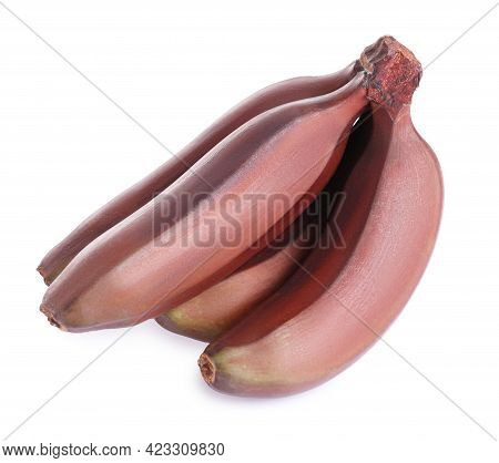 Delicious Red Baby Bananas On White Background