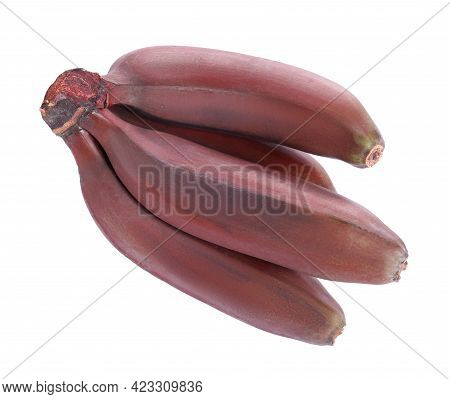 Delicious Red Baby Bananas On White Background