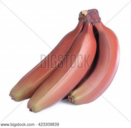 Delicious Red Baby Bananas On White Background