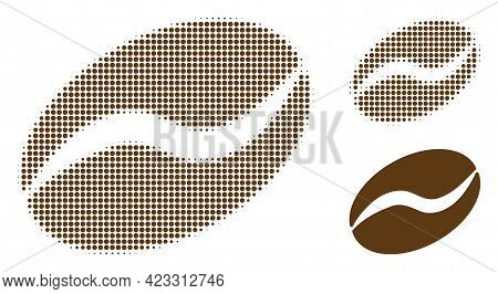 Cacao Bean Halftone Dotted Icon. Halftone Pattern Contains Circle Dots. Vector Illustration Of Cacao