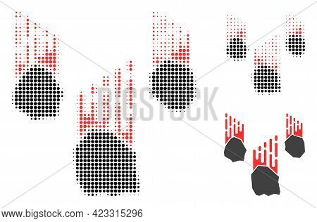 Falling Rocks Halftone Dotted Icon. Halftone Pattern Contains Circle Points. Vector Illustration Of 