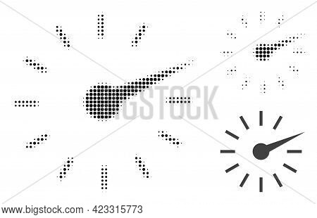 Clockface Halftone Dotted Icon. Halftone Pattern Contains Round Pixels. Vector Illustration Of Clock