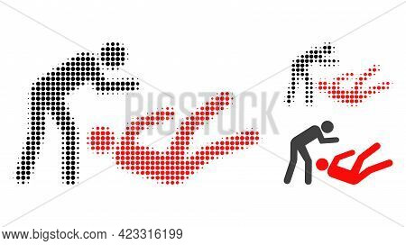 Judo Struggle Halftone Dotted Icon. Halftone Pattern Contains Circle Points. Vector Illustration Of 