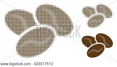 Coffee Beans Halftone Dotted Icon. Halftone Pattern Contains Circle Dots. Vector Illustration Of Cof