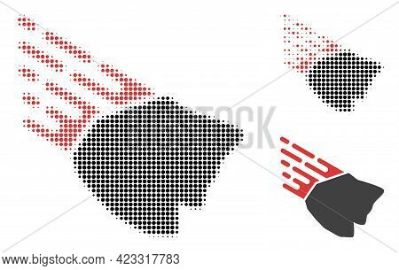 Falling Rock Stone Halftone Dotted Icon. Halftone Pattern Contains Circle Pixels. Vector Illustratio