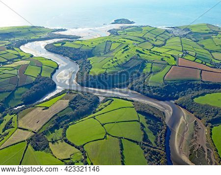 Aerial View Of The River Avon In Devon