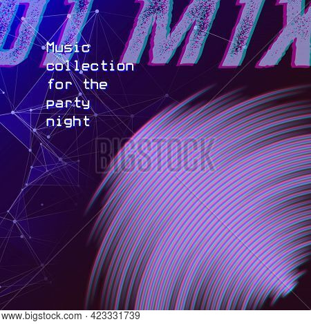 Music Cover With Waveform As A Neon Vinyl Grooves