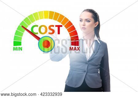 Businesswoman in cost management concept