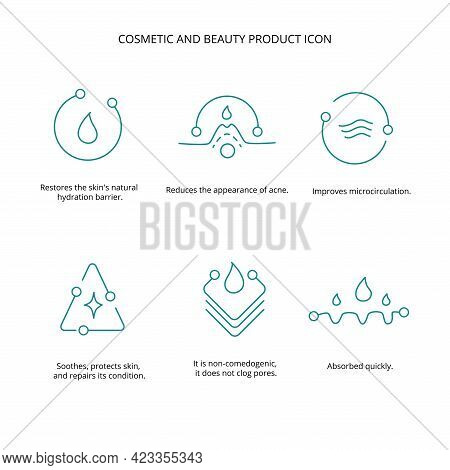 Beauty Treatment, Cream, Mask Cosmetic And Beauty Product Icon Set For Web, Packaging Design. Vector