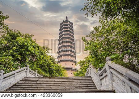 Temple Tower Of Bai Dinh Pagoda In Ninh Binh, Vietnam