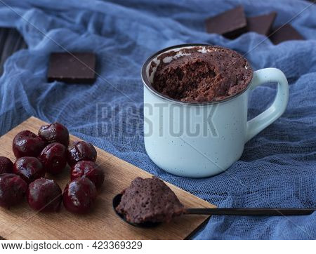 Dessert. Mugcake. Quick Chocolate Cake In A Mug. Homemade Brownie