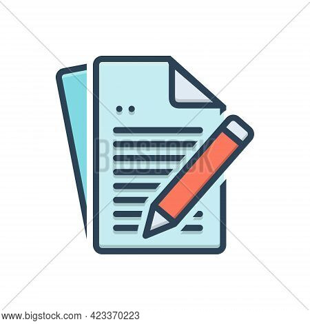 Color Illustration Icon For Dissertation Treatise Tractate Document Essay