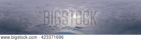 Sky Panorama On Overcast Rainy Day With Nimbostratus Clouds In Seamless Spherical Equirectangular Fo