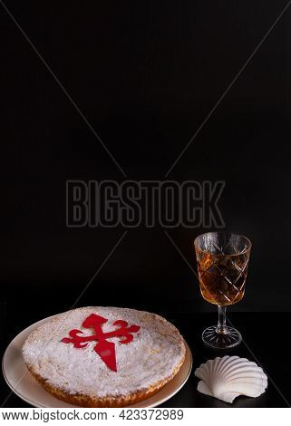 Tarta De Santiago (st. James Cake) Famous Spanish Almond Cake Typically  Served With Sweet Wine.