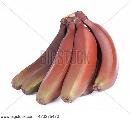 Delicious Red Baby Bananas On White Background