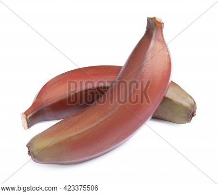 Tasty Red Baby Bananas On White Background