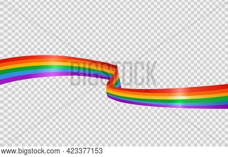 Waving Rainbow Lgbt Flag Isolated On Png Or Transparent  Background, Symbol Of Lgbt Gay Pride,vector