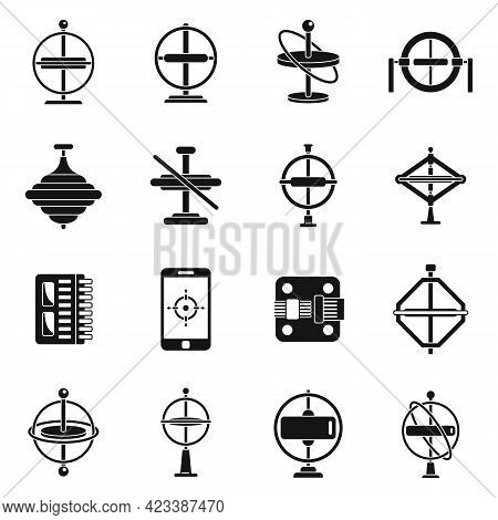 Gyroscope Tool Icons Set. Simple Set Of Gyroscope Tool Vector Icons For Web Design On White Backgrou