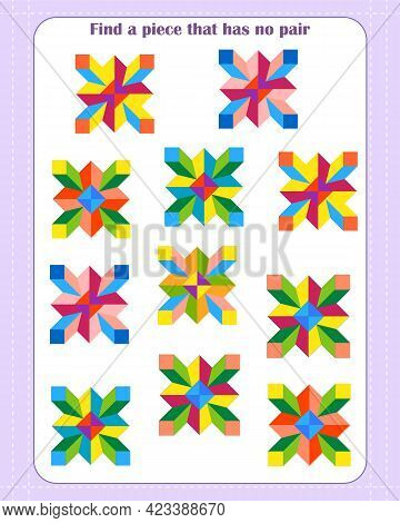 Logic Game For Children. Find Which Shape Is Unpaired. Development Of Attention. Vector Illustration