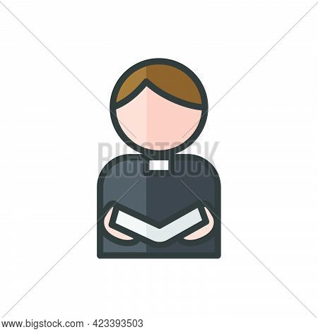 Priest Avatar With Bible. Religionist People. Catholic Church Icon. Profile User, Person. Isolated V