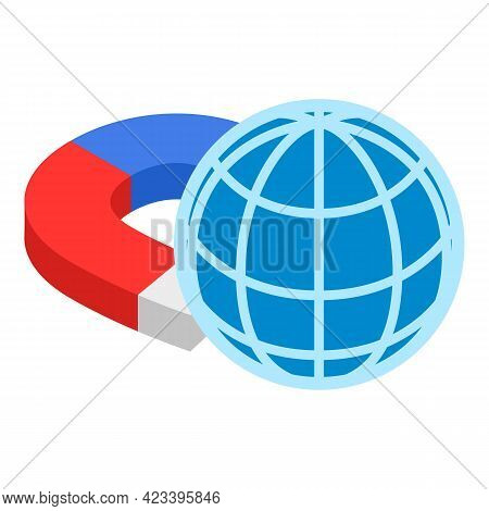 Geomagnetic Field Icon. Isometric Illustration Of Geomagnetic Field Vector Icon For Web