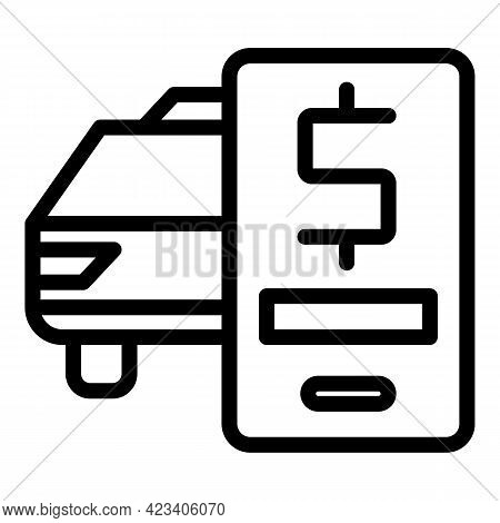 Taximeter Phone Icon. Outline Taximeter Phone Vector Icon For Web Design Isolated On White Backgroun