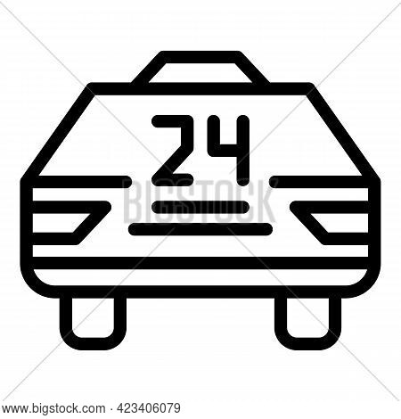 Taximeter Car Icon. Outline Taximeter Car Vector Icon For Web Design Isolated On White Background