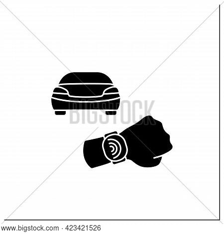 Nfc Glyph Icon. Safety Payment System On Smart Watch. Fast Driving Fines Paying. Modern Technology. 