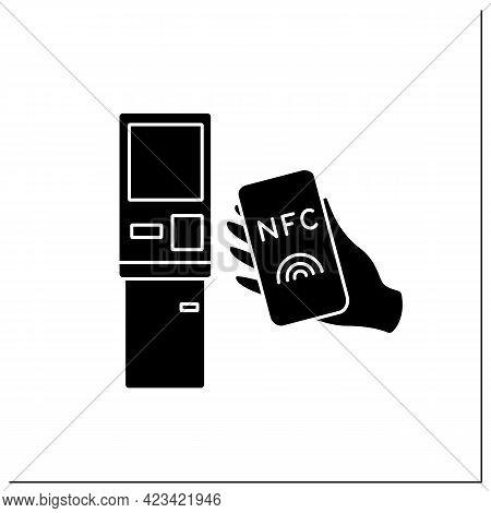 Nfc Glyph Icon. Safety Credit Card Payment. Paying Bills. Bank Terminal. Near Field Communication. C