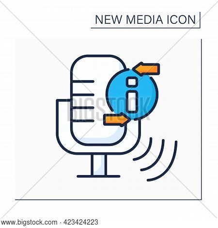 Podcast Color Icon.episodic Series Of Spoken Word, Digital Audio Files. Audio Discussion Recording.i