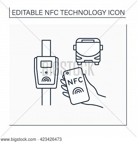 Nfc Line Icon. Public Transport Payment System. Near Field Communication. Contactless Payment Concep