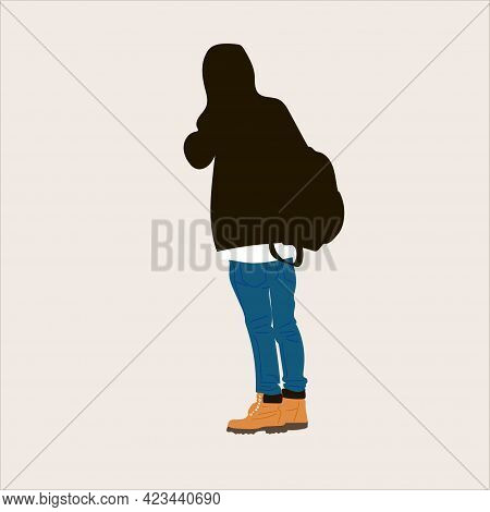 Vector Illustration Of Kpop Street Fashion. Street Idols Of Koreans. Kpop Male Fashion Idol. A Guy I