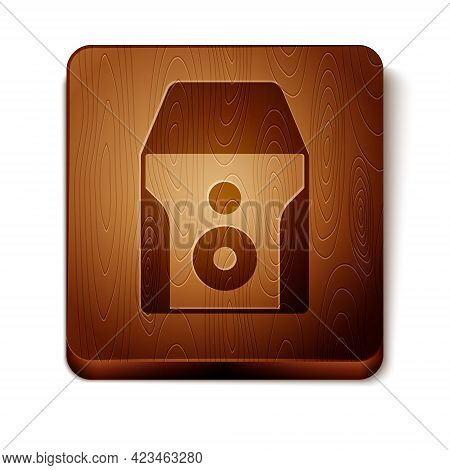 Brown Uninterruptible Power Supply Ups Icon Isolated On White Background. Wooden Square Button. Vect