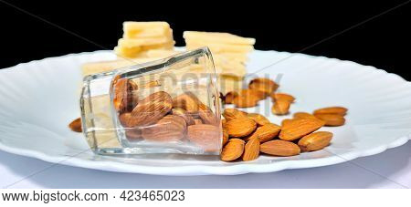 Badam Katli Is A Diamond Shape Indian Sweet With Almonds Made Using Almonds, Sugar And Mava, Served 