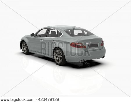 Generic and Brandless Car Isolated on White 3d Illustration, ContemporaryÂ SedanÂ Studio,Â Dealership Automobile Industry, Auto Transport, Infographics Automotive Background, City Vehicle Template