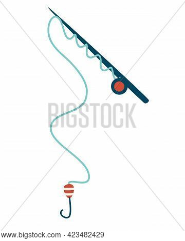 Fishing Rod. Side View. Accessory For Outdoor Recreation And Sports. Fishing. Vector Flat Graphic Il