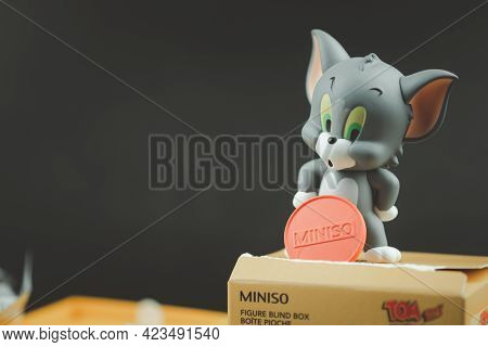Samut Prakan, Thailand - June 12, 2020 : Limited Edition Finger Doll Tom In Random Box Of Tom & Jerr