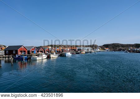 April 17, 2021 - Hamburgsund, Sweden: A Picturesque Fishing Village On The Swedish West Coast. Tradi