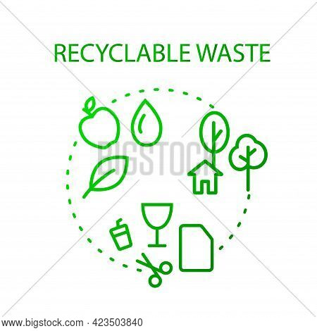 Recyclable Waste Collection Outline Icon. Eco Friendly Trash Sorting. Isolated Vector Stock Illustra