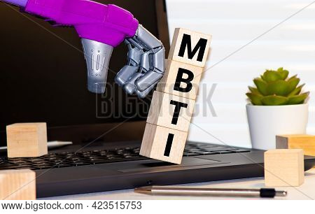 Mbti Acronym, Inscription On Wooden Dices. Types Of Personalities Concept